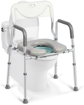 Raised Toilet Seat with Handles and Back,350Lb Bedside Commode Chair wit... - $125.65