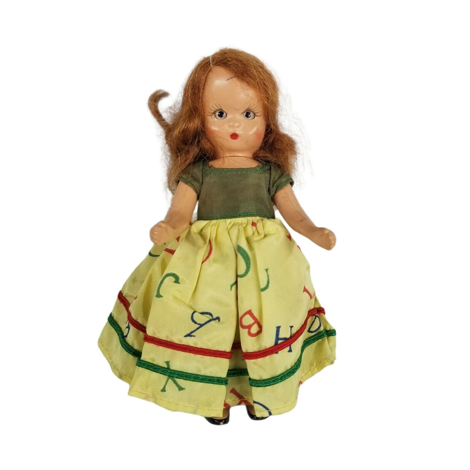 Nancy Ann Story Book Doll Vintage ABC Dress Pants Bisque 1940s Sleepy eyes Baby - $19.94