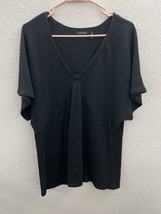 Womens Daisy Fuentes Moda Blouse Size Large Short Sleeve V-Neck - $6.76