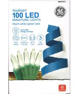 GE 847973 STAYBRIGHT 100CT WARM WHITE LED MINI LIGHTS 24.7&#39; GREEN STRING... - $19.98