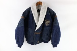NOS Vtg 90s Streetwear Mens M Suede Leather Sherpa Fleece Lined Bomber Jacket - £157.65 GBP