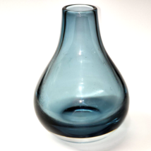 KROSNO Poland 6” Art Glass Bottle Vase - Smokey Teal - Heavy Hand Blown Glass - $18.79