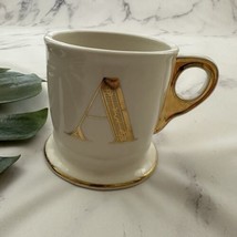 Anthropologie Monogram Retro Coffee Mug Letter Initial A Gold Shave Styl... - $18.80