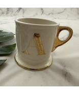 Anthropologie Monogram Retro Coffee Mug Letter Initial A Gold Shave Styl... - $18.80