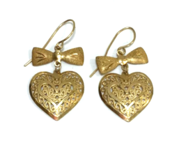 Ladies 10k Yellow Gold 1.0 Grams Heart Dangle/Drop Earrings - $439.85