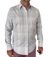 Tasso Elba Long Sleeve Shirt Button White Purple Striped Medium 15 15.5&quot;... - £12.56 GBP