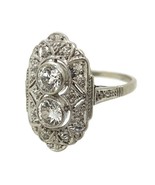 Antique Filigree Edwardian Ring, Old European Cut CZ Diamond Vintage Ring - £78.45 GBP