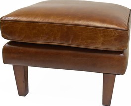 Ottoman BERKLEY Transitional Natural Solid Birch Frame Vintage Leather Dry - £712.35 GBP