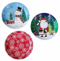 Christmas Holiday Printed Round Tin Christmas Trays, 10 in. - 3 CT - £11.21 GBP