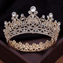 Baroque Wadding Crown | Gold Silver round Crystal crown |  Princess Quee... - £33.56 GBP