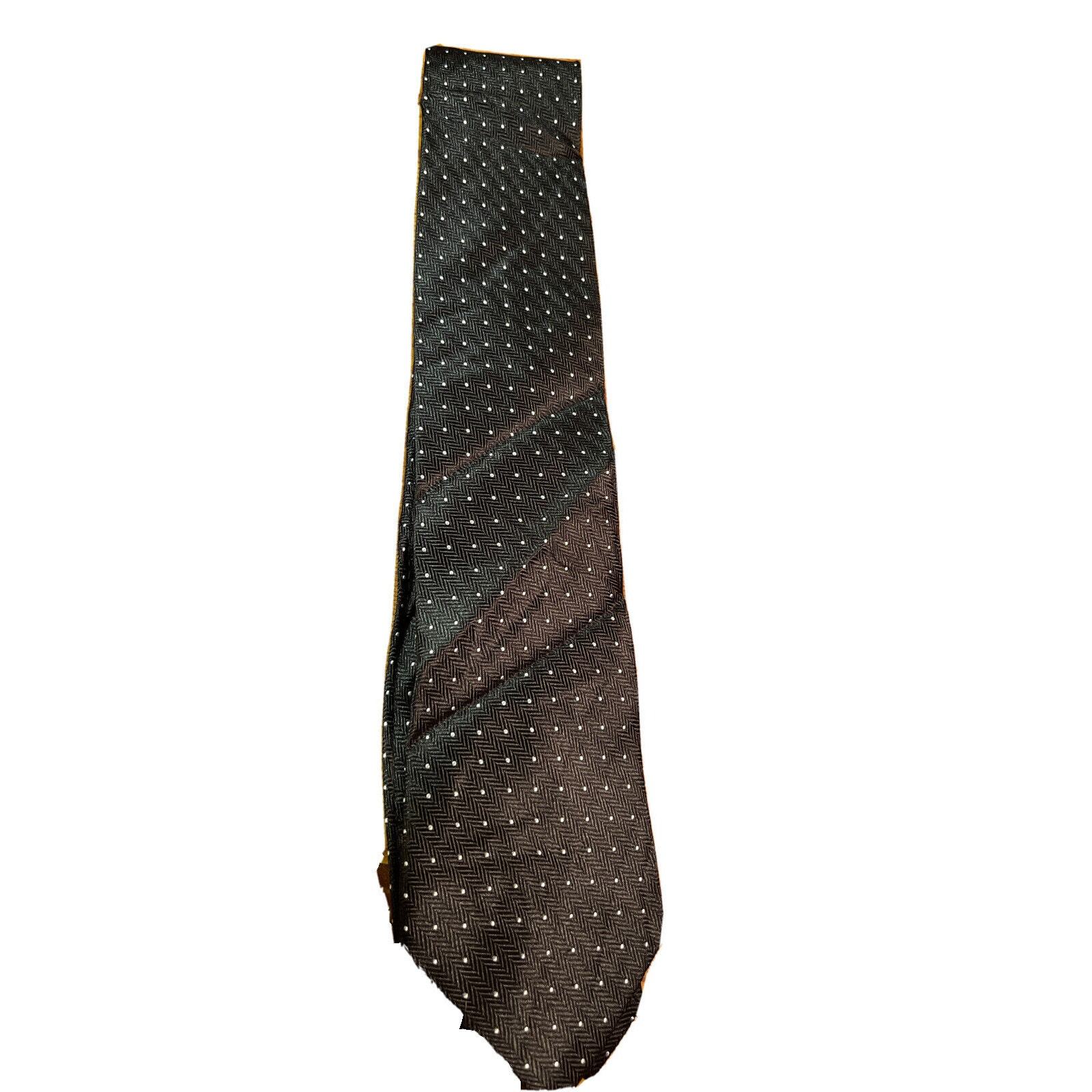 Roundtree Yorke Men’s Black White Dot Silk Geometric Abstact Necktie - £7.44 GBP