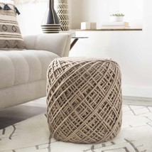 Bellingen Beige Handwoven Wool Pouf for Contemporary Homes - $105.17