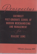 Prospectus 1939 Chevrolet Post Grad School Modern Merchandising and Mana... - $1.50