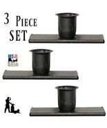 WINDOW SILL CANDLE HOLDER - Set of Three (3) Wrought Iron Primitive Meta... - €15,34 EUR