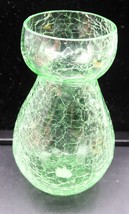 Vtg Crackle Glass Vase Green 6&quot; Made in India Table Decor - $24.99