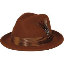 Men Bruno Capelo Hat Australian Wool Crushable Fedora Giovani UN125 Cognac Brown image 3