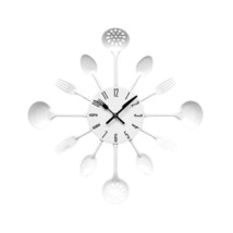 Premier Housewares Cutlery Wall Clock - White  - £43.62 GBP