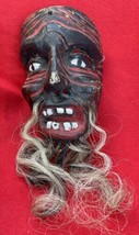 Mexican Folk Art Vintage Bearded Black &amp; Red Negrito Mask From Guerrero - £58.66 GBP