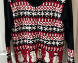 Storybook Knits Snowman Womens Large Weave Full Zip Metallic Accent Ugly... - $26.26