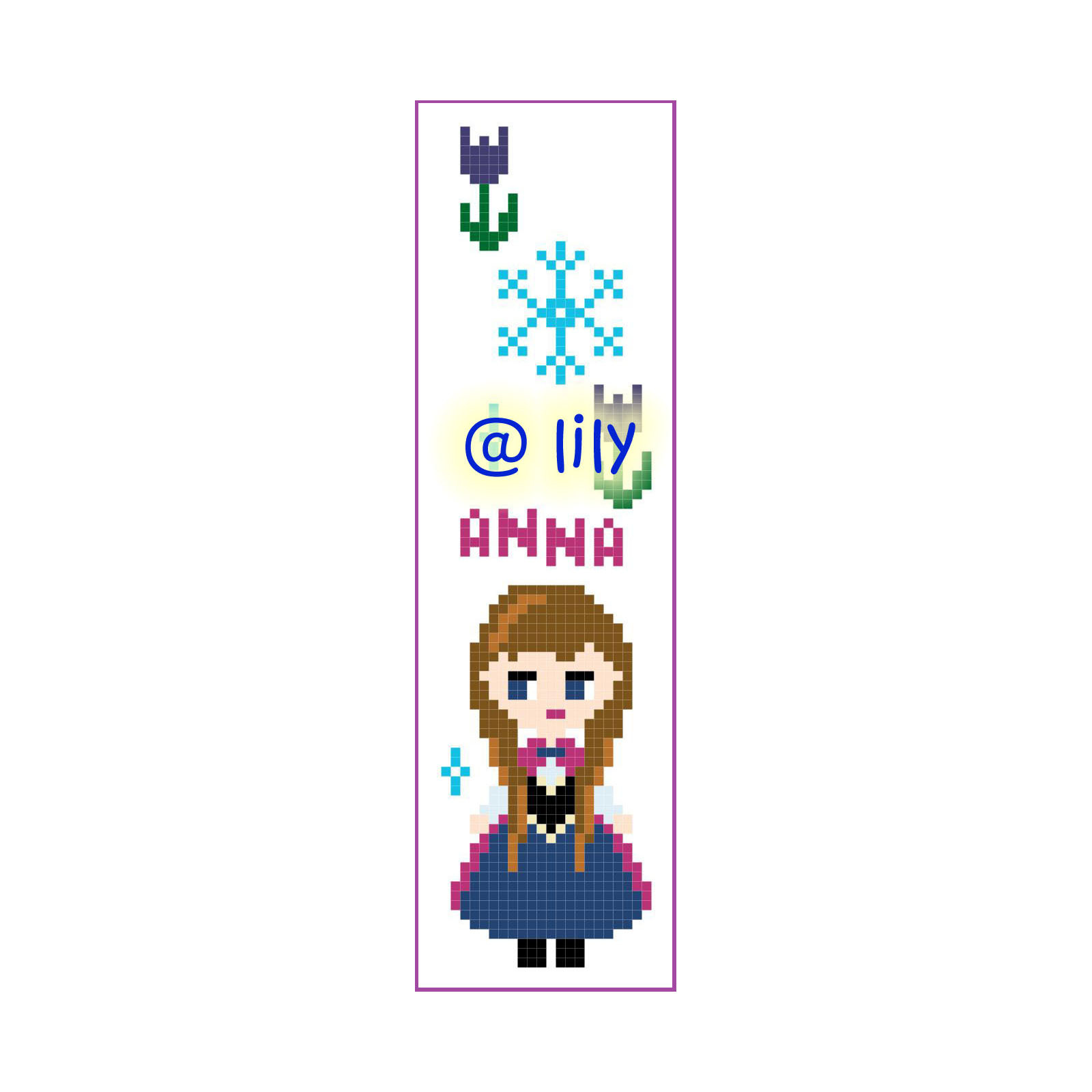 FROZEN Anna BookMark Counted Cross Stitch Pattern Chart PDF with customized - $3.95