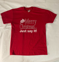 Jerzees Women&#39;s Christmas Red T-shirt Size S - e355 - $145.95 MXN