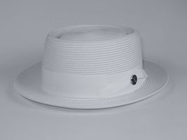Men Bruno Capelo Summer Natural Braid Straw Style Pork Pie Monoco MO710 White image 4