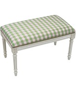 Bench Backless Antique White Wash Green Plaid Antiqued Poly Rayon Hand-A... - £305.99 GBP