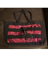 Victorias Secret Black Pink Sequined Large Bag Tote Beach Weekender Bag - £13.29 GBP