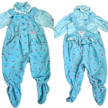 VTG Oshkosh Baby Girl 3 6 Months Blue Corduroy Vestback Bibs Overalls Se... - $72.47