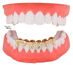Bottom Piece Drip Grillz Custom Fit 14k Gold Plated Teeth Caps Lower Grill - £6.16 GBP