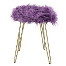 GIA Home Furniture Series Accent Metal Vanity Stool with Faux Fur Seat P... - £35.53 GBP