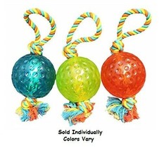 Big Dog Toys Rope Tug Tough TPR Bouncy Rubber Ball Fetch Chew Colors Vary 13&quot; - £14.70 GBP