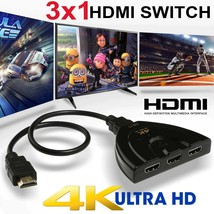 3 Port 4K HDMI 2.0 Cable Auto Splitter Switch Switcher 3x1 Adapter HUB 3... - £12.58 GBP