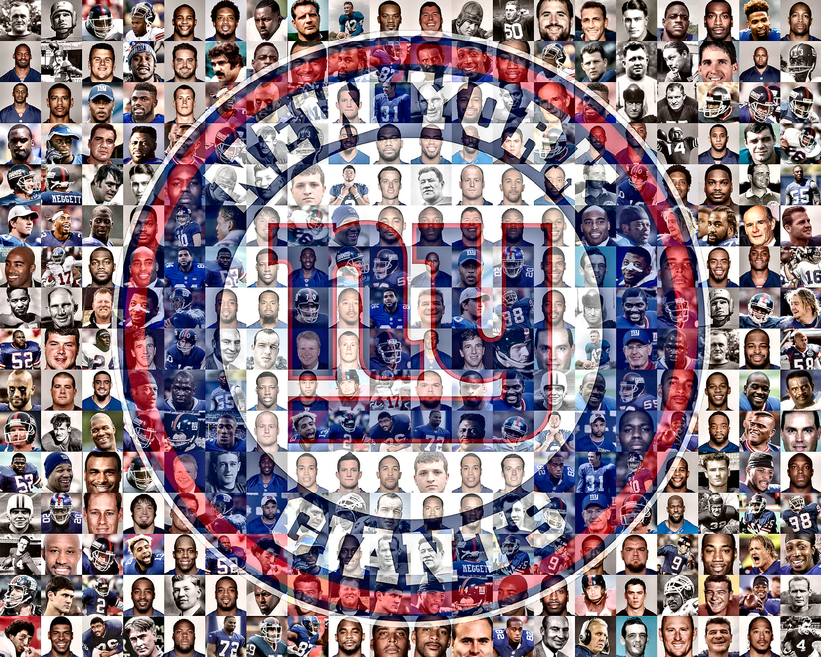New York Giants Photo Mosaic Print Art using over 100 Past and Present Players - $44.00 - $149.00