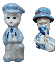 Porcelain Girl With Blue Bonnet and Vintage Holland Dutch Boy With Umbrella - £7.72 GBP