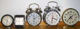 5 Wind Up Alarm Clocks for Parts, Repair or Decor Baby Ben, Westclox, Yugoslavia - $19.00