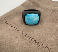 David Yurman Black Titanium Men&#39;s Turquoise Signet Ring Size 8 - $791.98