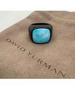 David Yurman Black Titanium Men&#39;s Turquoise Signet Ring Size 8 - $1,095.87 CAD