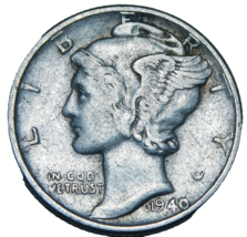 United States 1940-P Silver Mercury Dime~Toned~Free Shipping #A80 - £5.24 GBP