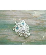 Womens Silver Toned Owl Blue Rhinestone Eyes Fashion Pendant 0.5 x 1 in - £11.37 GBP
