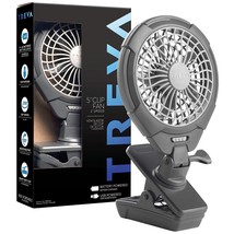 Treva 5 Inch Battery Powered Clip Fan - Slim And Portable Cooling Travel Fan Wit - £30.62 GBP