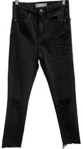 Topshop Womens Jamie Skinny Jeans Black Distressed Frayed High Rise Denim 28 - £13.32 GBP