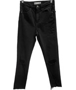Topshop Womens Jamie Skinny Jeans Black Distressed Frayed High Rise Deni... - $319.70 MXN