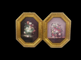 Vintage Set Floral Italian Florentine Gilded Gold Leaf Framed Octagon Wa... - $1,429.03 MXN