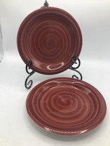 Salad Plate Swirl Cranberry Red by PHILIPPE RICHARD Set of 2 Width 7 1/2 in - £10.89 GBP