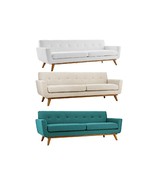 Mid Century Modern Classic Fabric Sofa 90” Wide In Beige Teal Blue or White - $18,959.57 MXN