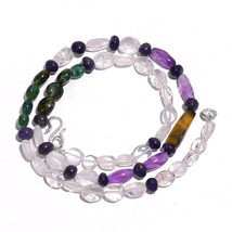 Natural Crystal Amethyst Iolite Gemstone Mix Shape Beads Necklace 17&quot; UB-5561 - £8.57 GBP