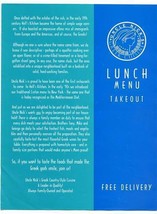 Uncle Nick&#39;s Greek Cuisine Menu Ninth Avenue New York City  - £13.97 GBP