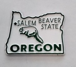 Oregon die cut rubber fridge magnet white green Beaver State Salem - £6.82 GBP