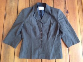 Minuet Silk Linen Fitted Crop Sleeve Blazer Jacket Olive Green Brown 36&quot;... - £31.45 GBP